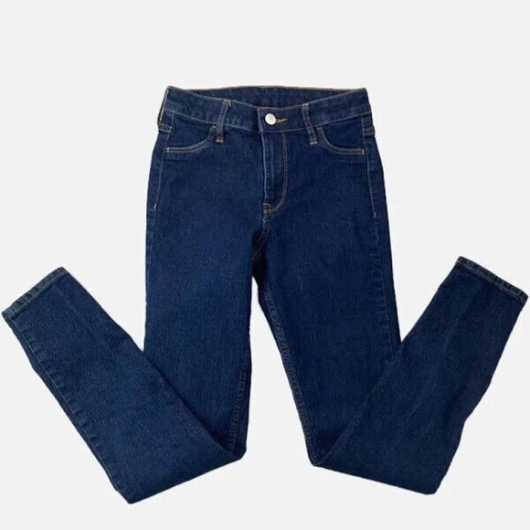 H&M Denim Jeans Women's 25 x 32 Super Skinny Low Waist Blue Stretch Distressed - Picture 2 of 5